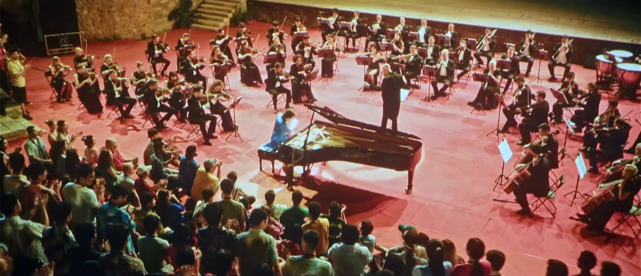 Ravinia Festival scene - 81-member large symphony orchestra filming