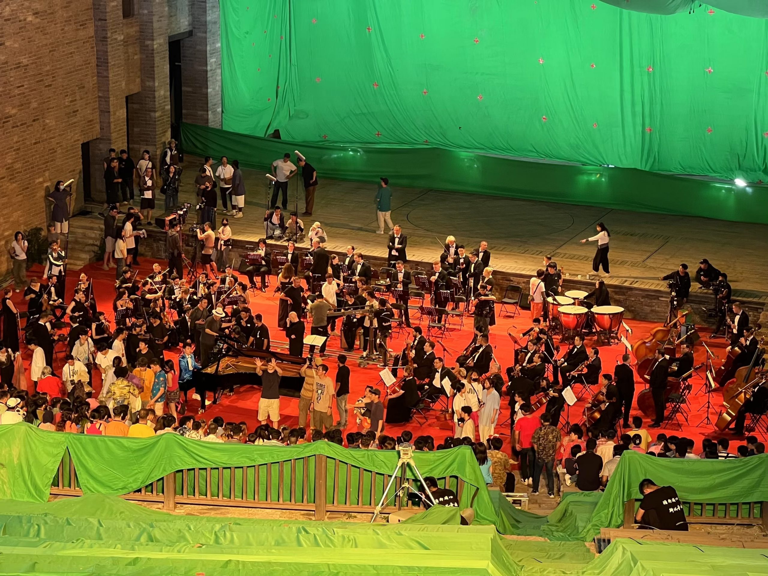 Piano soloist rehearsing with orchestra - Tchaikovsky concerto